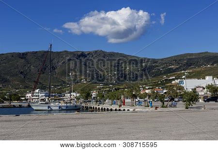 05/02/2019. Greek Islands. Andros Island, Cyclades, Greece. View Of The Port Of Gavrio On The Coastl