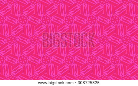Vector Seamless Layout With Curved Line, Illusion Triangles. Abstract Hipster Pattern. For Your Wall