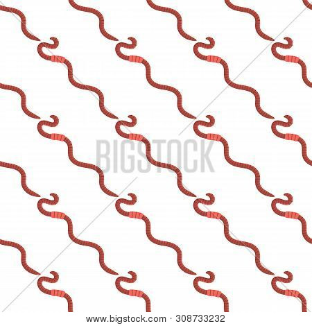 Animal Earth Red Worms For Fishing Seamless Pattern On White Background