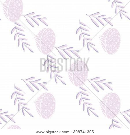 Color Lotus Flower Hand Drawn, Floral Seamless Pattern, Simple Vector Illustration