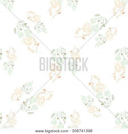Color Lotus Flower Hand Drawn, Floral Seamless Pattern, Simple Vector Illustration