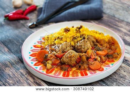 Moroccan beef kefta meatballs meatball and semolina