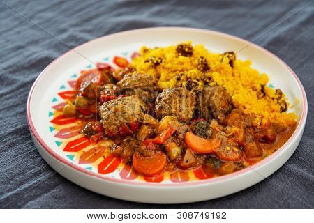 Moroccan beef kefta meatballs meatball and semolina