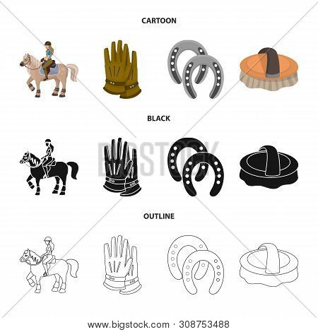 Vector Illustration Of Equipment And Riding Icon. Set Of Equipment And Competition Vector Icon For S