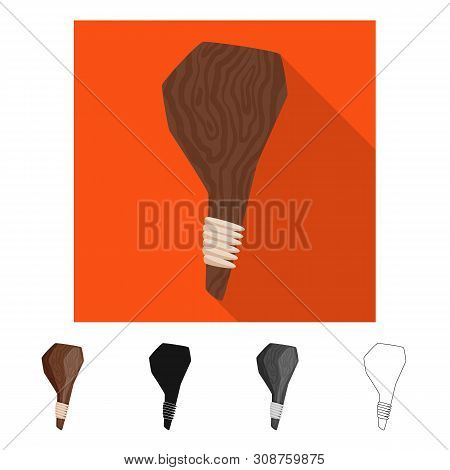 Vector Illustration Of Cudgel And Weapon Sign. Set Of Cudgel And Tools Stock Vector Illustration.