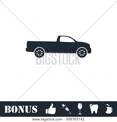 Pickup Truck Icon Flat. Vector Illustration Symbol And Bonus Pictogram