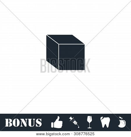 Cube Icon Flat. Vector Illustration Symbol And Bonus Pictogram