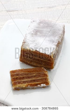 homemade apple pastila, russian dessert isolated on white background