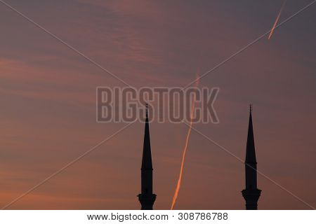 Minaret Of The Mosque During Sunset, Turkey
