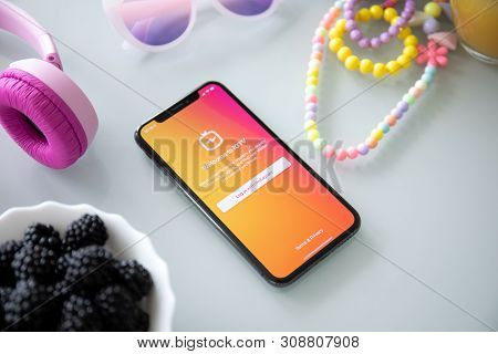 Alushta, Russia - July 27, 2018: Iphone X With Social Networking Service Igtv Instagram On The Scree