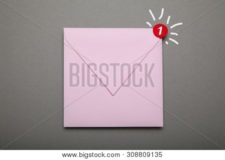 Delivery Address Blank Envelope, Confidential Attachment. Gray Background