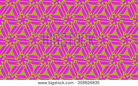 Vector Seamless Illustration With Curved Line. Modern Pattern In Triangles Style. For Modern Interio