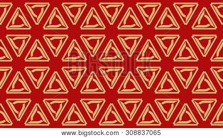 Vector Seamless Layout With Curved Line, Illusion Triangles. Abstract Hipster Pattern. For Your Wall