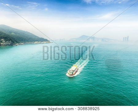Aerial View Of Cruise Ship At Igidae Park, Busan, South Korea, Asia