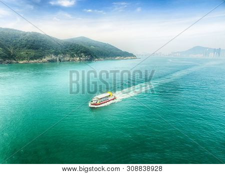 Aerial View Of Cruise Ship At Igidae Park, Busan, South Korea, Asia