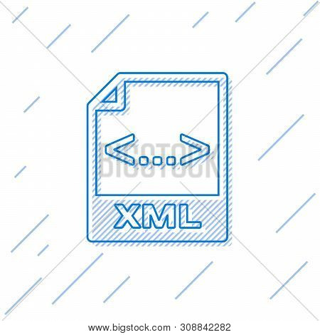 Blue Xml File Document Icon. Download Xml Button Line Icon Isolated On White Background. Xml File Sy