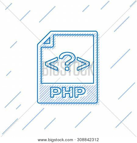 Blue Php File Document Icon. Download Php Button Line Icon Isolated On White Background. Php File Sy