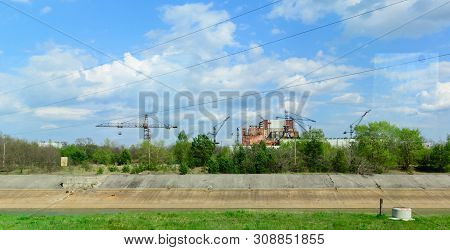 Panorama Near The Chernobyl Nuclear Power Plant. The Fifth And Sixth Power Units.