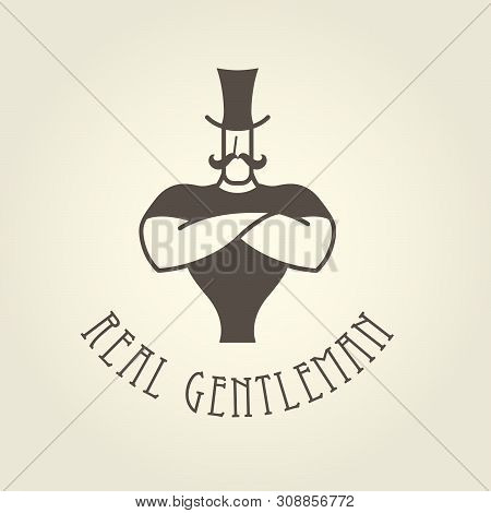 Circus Poster - Strongman With Arms Crossed On Chest, Retro Style Gentleman Or Circus Actor