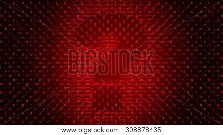 Digital Binary Code On Dark Bg With Question Mark