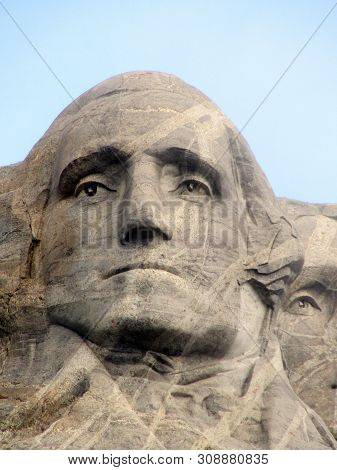 Mount Rushmore National Memorial Near Keystone South Dakota, Looking Up At A Carved Likeness Of Geor