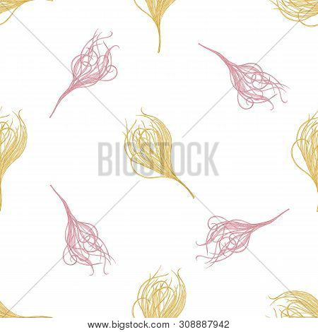 Seamless Pattern With Hand Drawn Pastel Feather Grass Stock Illustration