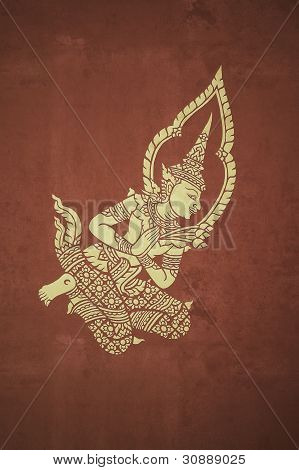 Deva väggmålning i templet Pavillion Chiang Mai