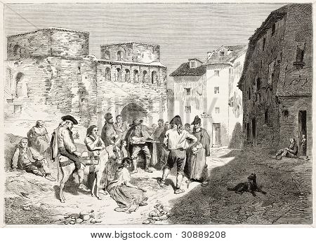 Romancero burgales vecchia illustrazione, Spagna (composizioni epico-testi tradizionali). Creato da vermi,