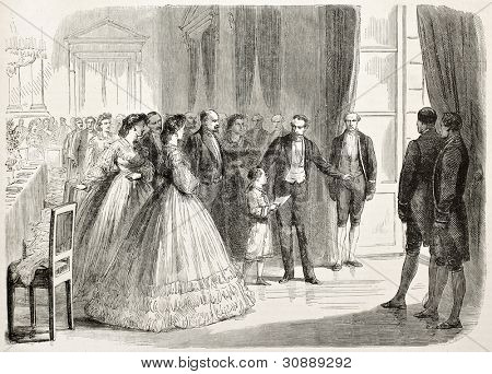 Napoleon Prince Imperial going to spread news about conquest of Puebla. Created by Godefroy-Durand, published on L'Illustration, Journal Universel, Paris, 1863