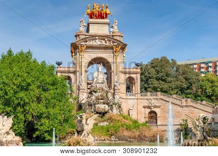 View Of Cascada At Parc De La Ciutadella. Barcelona. Spain.