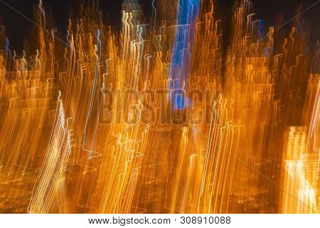 Blurred Abstract Bokeh Background Of City Lights At Night