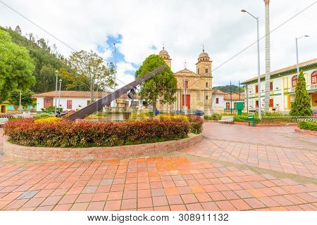 Nemocon Colombia  June 22 Main Park Of Nemocon  Town. With Its Sculpture Built In 1980 Representing 