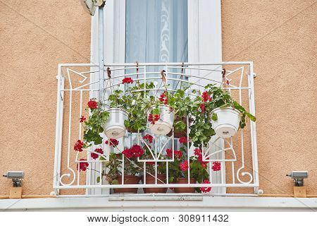 The Facade Of The Old House. Zelenogradsk, Kaliningrad Region. Cranz Watch On The Resort Avenue Near