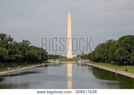 Washungton D.c.,usa-june 14,2018 - Landscape Washington Monument Obelisc In Usa.