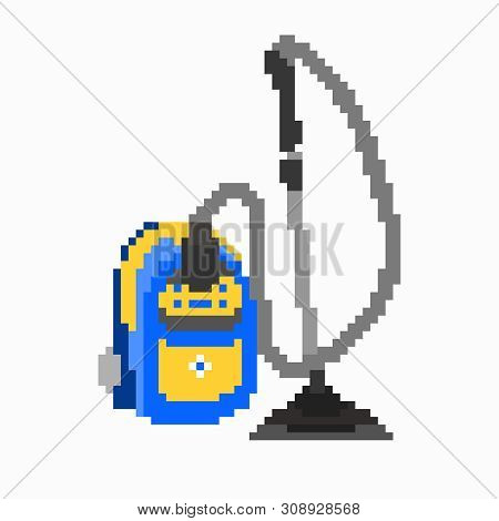 Electric Colored Vacuum Cleaner Isolated Pixel Object Qualitative Vector Illustration For Your Desig
