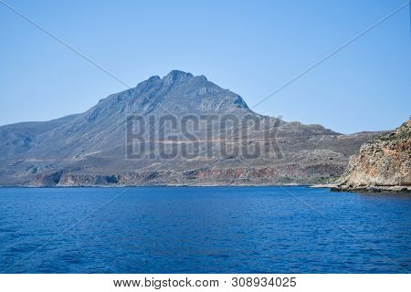 Greece Resort Island Santorini With Mountains And Sea