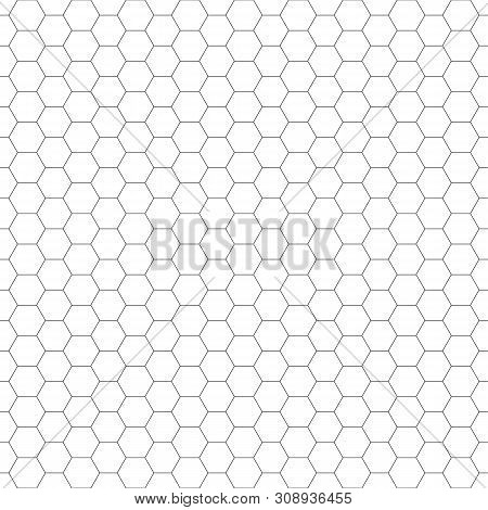 Hexagon Seamless Pattern. Black Honeycomb On White Background. Golf Texture.