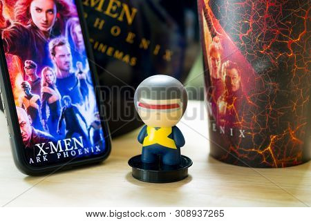Bangkok,thailand - June 30, 2019: Advertising For The Movie Called X-men Dark Phoenix With Toy Model