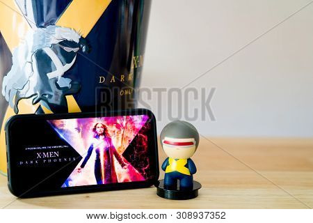 Bangkok,thailand - June 30, 2019: Advertising For The Movie Called X-men Dark Phoenix With Toy Model