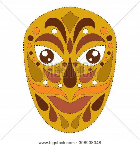 Tribal Ethnik Mask. Colorful Illustration In Natural Shadows On White Background