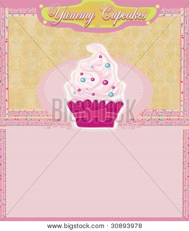 Vintage kort med cupcake