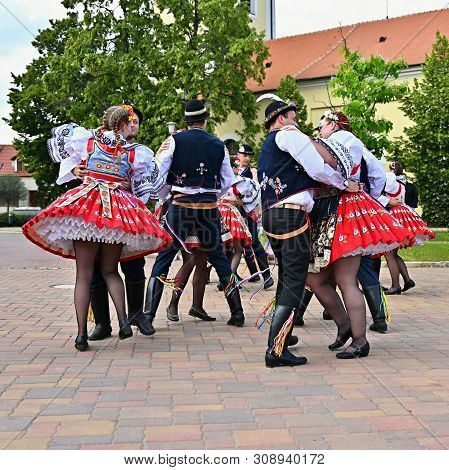 Brno - Bystrc, Czech Republic, June 22, 2019. Traditional Czech Feast. Folk Festival. Girls And Boys