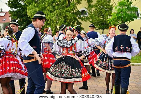 Brno - Bystrc, Czech Republic, June 22, 2019. Traditional Czech Feast. Folk Festival. Girls And Boys