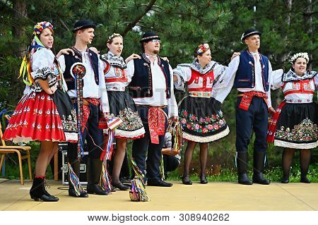 Brno - Bystrc, Czech Republic, June 22, 2019. Traditional Czech Feast. Folk Festival. Girls And Boys