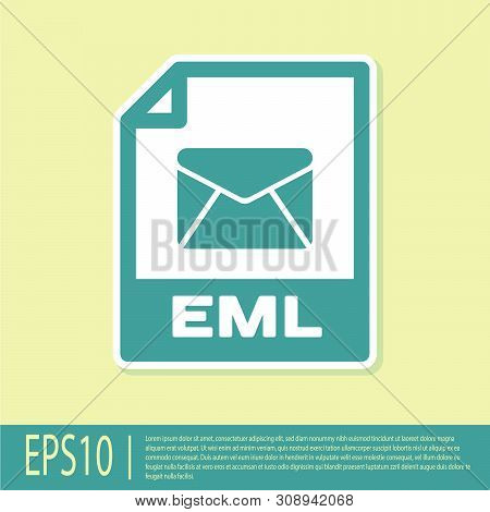 Green Eml File Document Icon. Download Eml Button Icon Isolated On Yellow Background. Eml File Symbo