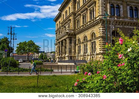 Budapest/hungary- May 8, 2018: Part View Of Corvinus University Of Budapest - Beautiful Historic Bui