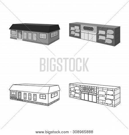 Vector Illustration Of Facade And Housing Symbol. Set Of Facade And Infrastructure Stock Vector Illu