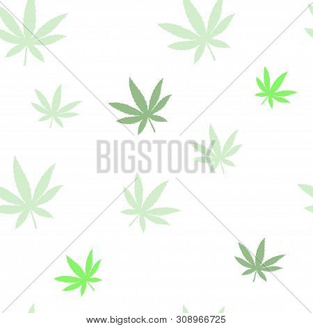 Seamless Pattern Of Cannabis Or Marijuana Leaves. Suitable For Use In The Design Of Packaging, Adver