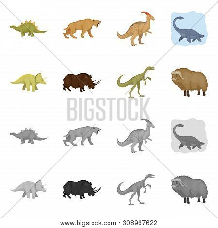 Vector Design Of Animal And Character Logo. Set Of Animal And Ancient Stock Vector Illustration.