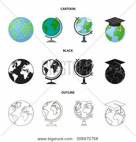 Vector Design Of Globe And World Logo. Set Of Globe And Earth Stock Symbol For Web.
